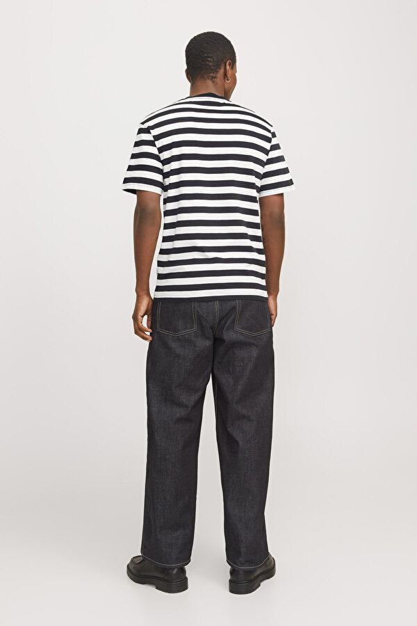 Jack & Jones JORVESTERBRO NEWTON STRIP Siyah Erkek Kısa Kol T-Shirt