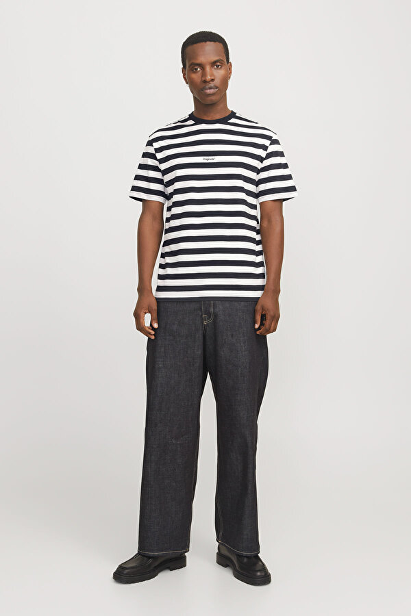 Jack & Jones JORVESTERBRO NEWTON STRIP Siyah Erkek Kısa Kol T-Shirt