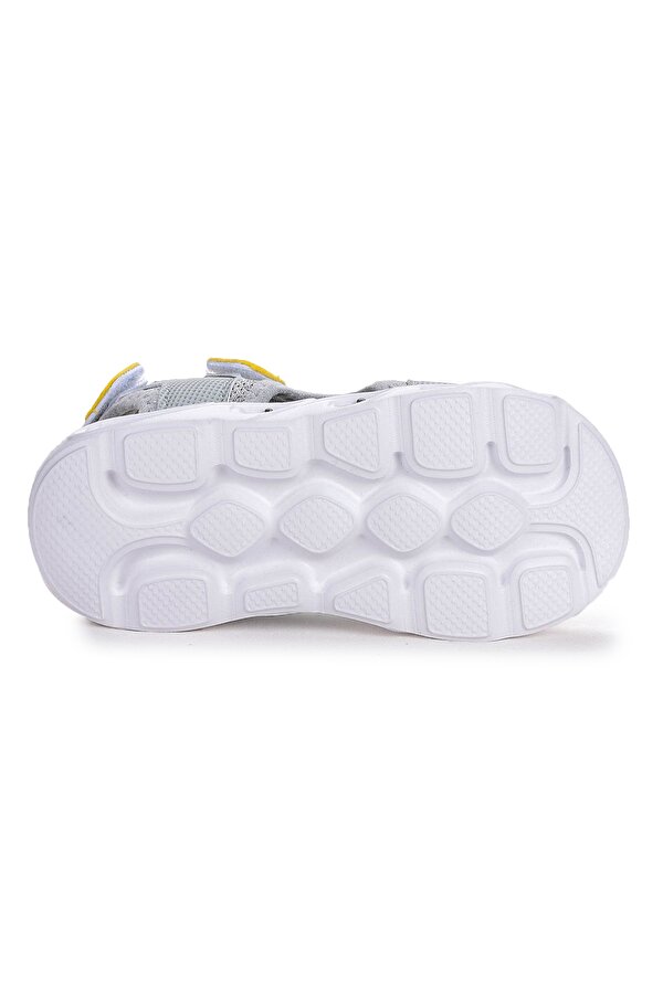 Kiko Kids Tisu Işıklı Erkek Çocuk Cırtlı Sandalet Ayakkabı Açık Gri