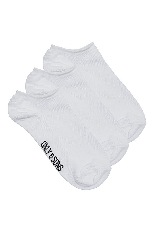 Only&Sons Only & Sons Erkek Onsfınch Pamuklu 3'lü Bilek Çorap 22023866 Beyaz