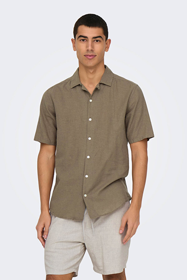 Only&Sons ONSCAIDEN LIFE SS SOLID R Kahverengi Erkek Gömlek
