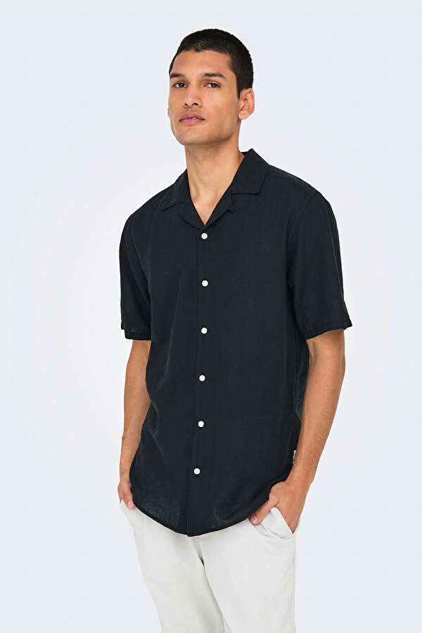 Only&Sons ONSCAIDEN LIFE SS SOLID R Siyah Erkek Gömlek