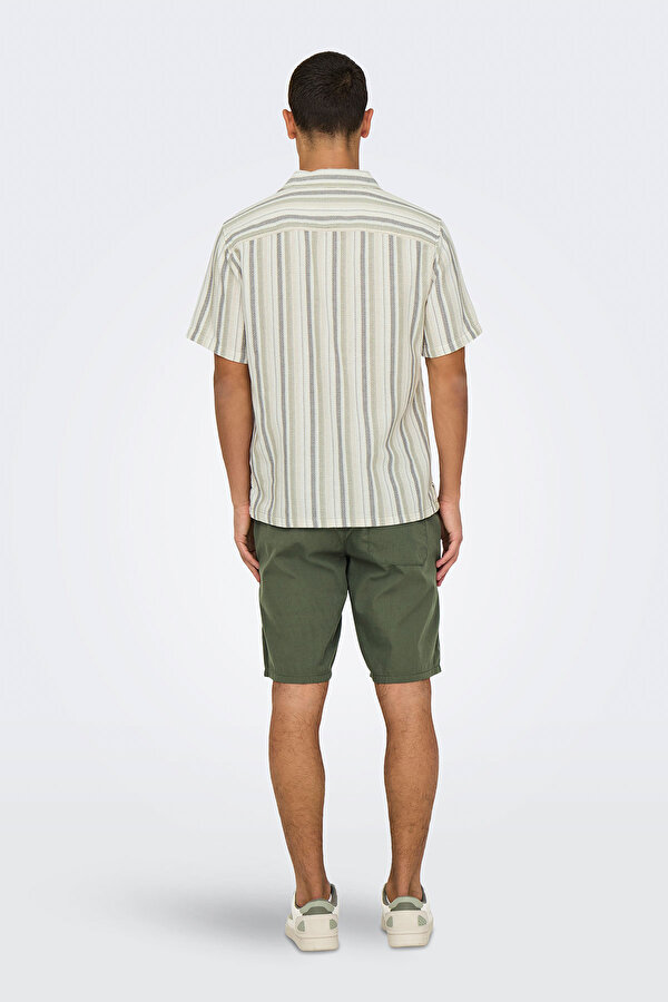 Only&Sons ONSTREV LIFE REG STRIPE S Yeşil Erkek Gömlek