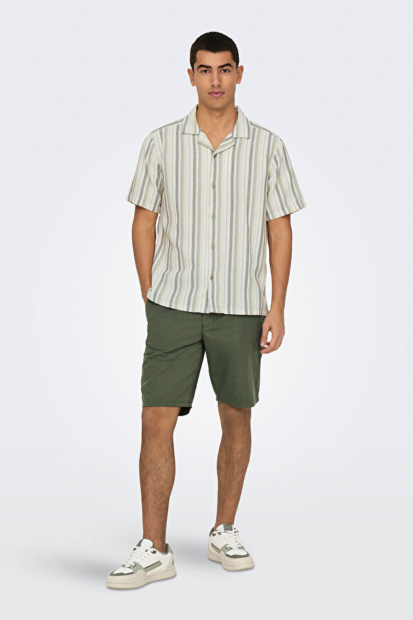 Only&Sons ONSTREV LIFE REG STRIPE S Yeşil Erkek Gömlek