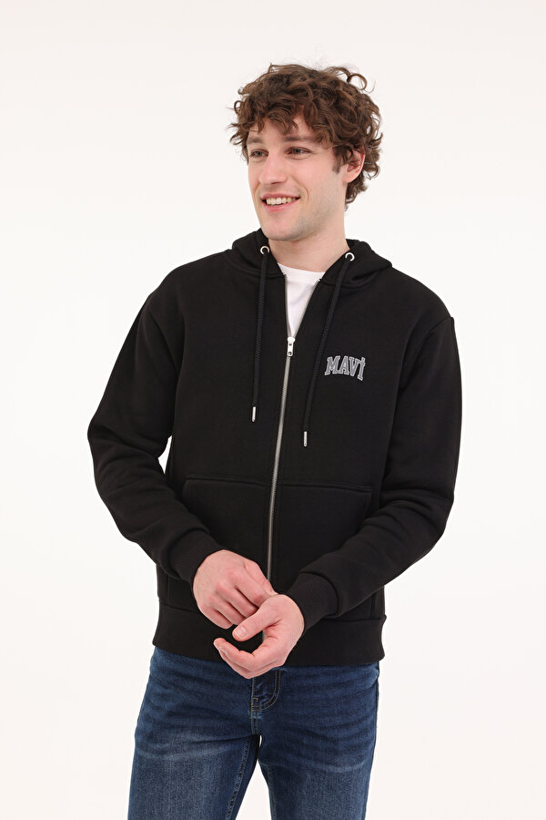 Mavi MAVİ LOGO FERMUARLI KAPÜŞ Siyah Erkek Fermuarlı Sweatshirt