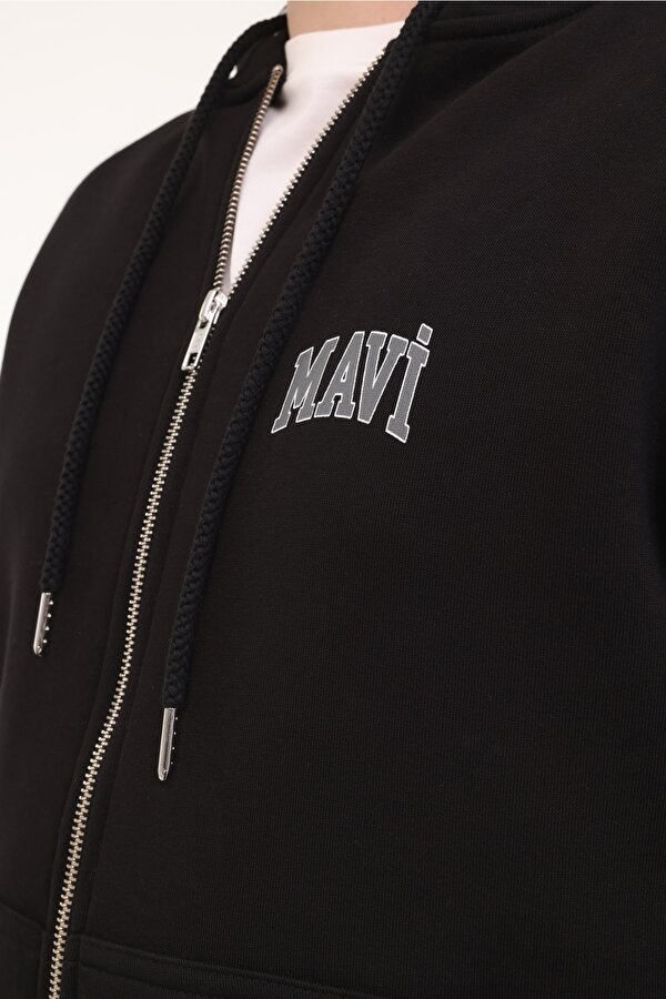 Mavi MAVİ LOGO FERMUARLI KAPÜŞ Siyah Erkek Fermuarlı Sweatshirt