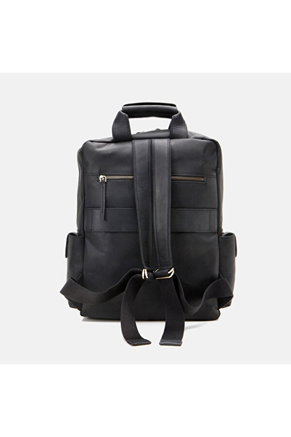 Hotiç Hakiki Deri Siyah Erkek Sırt Çantası