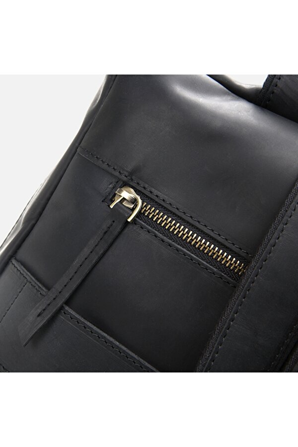 Hotiç Hakiki Deri Siyah Erkek Sırt Çantası