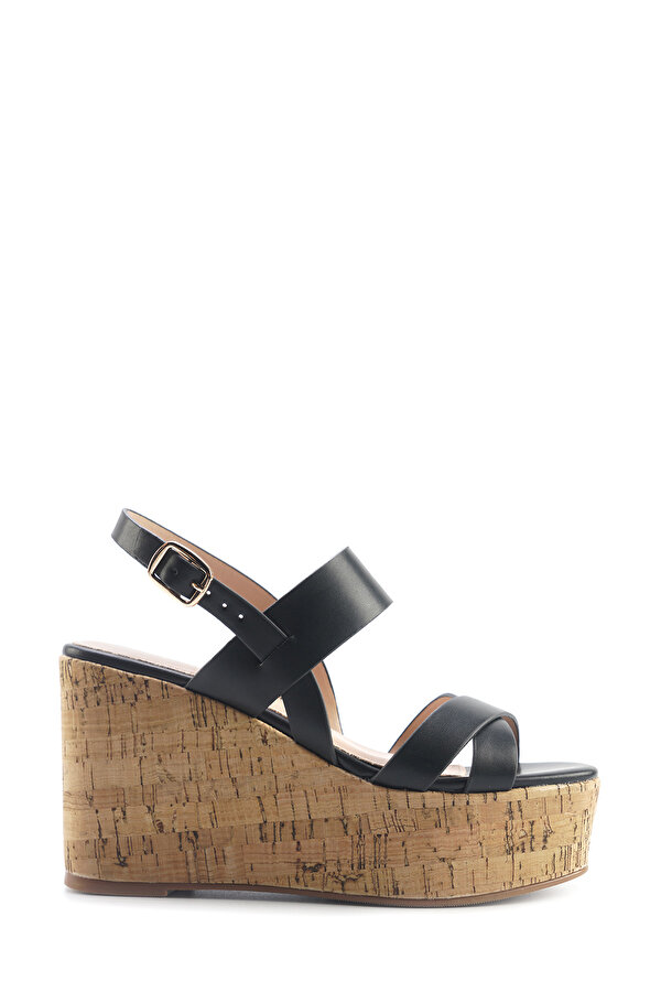 Nine West MONSA 5FX Siyah Kadın Dolgu Topuk Sandalet