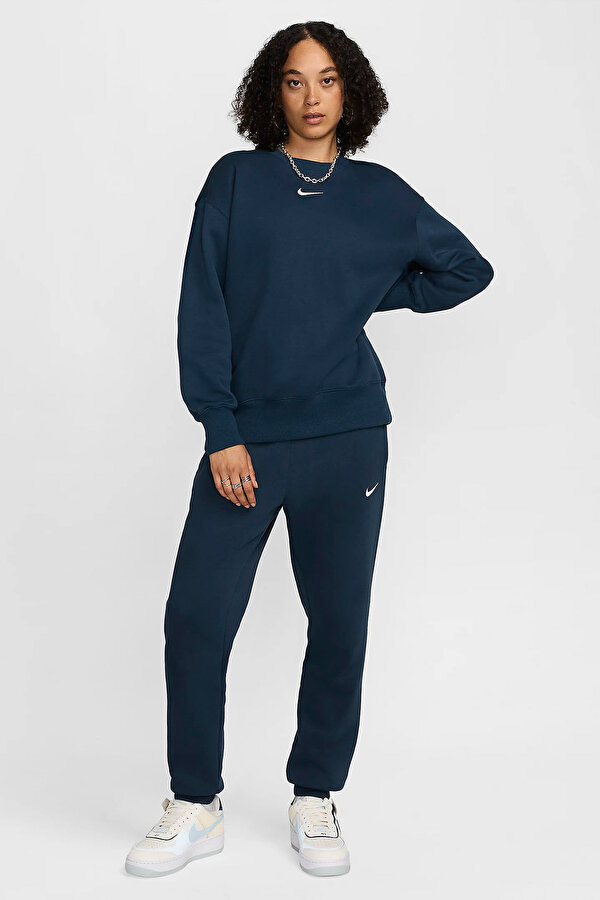Nike W NSW PHNX FLC OS CREW Mavi Kadın Uzun Kol T-Shirt