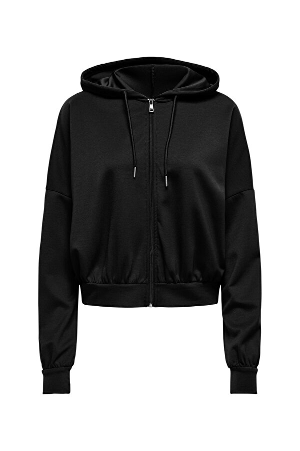 Only ONLALINA LIFE L/S ZIP HOO Siyah Kadın Fermuarlı Sweatshirt