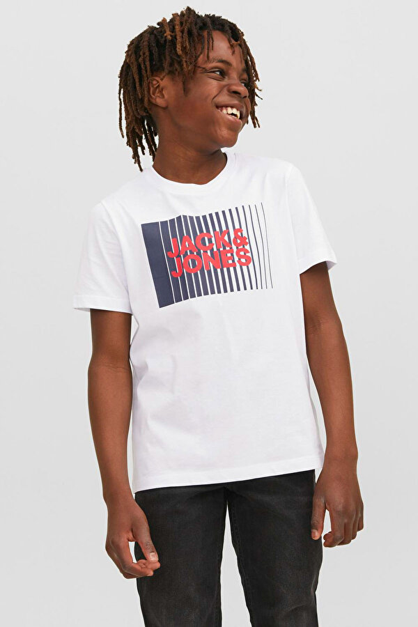 Jack & Jones JJECORP LOGO TEE SS O-NEC Beyaz Erkek Çocuk Kısa Kol T-Shirt