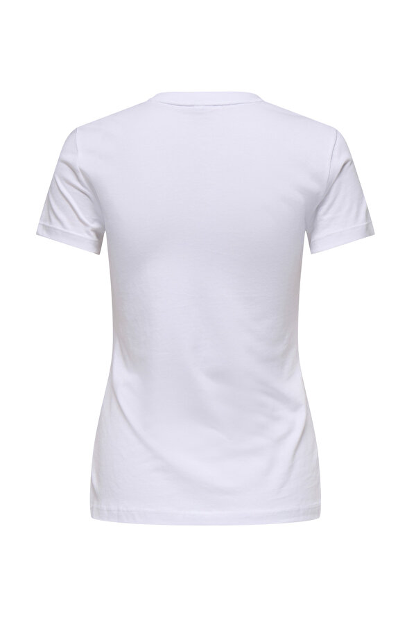 Only ONLVIBE LIFE S/S GLASSES Beyaz Kadın Kısa Kol T-Shirt