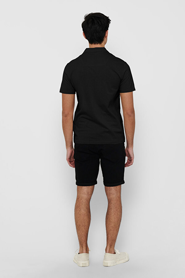 Only&Sons ONSABRAHAM REG SS RESORT Siyah Erkek Kısa Kol T-Shirt