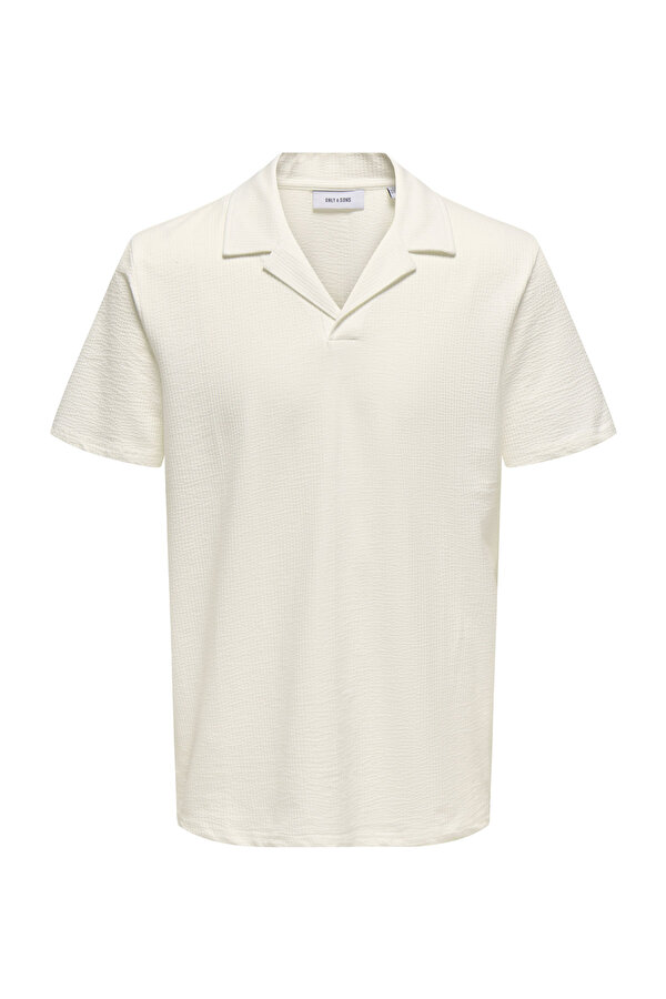 Only&Sons ONSKIAN REG SEERSUCKER RE Gri Erkek Kısa Kol T-Shirt