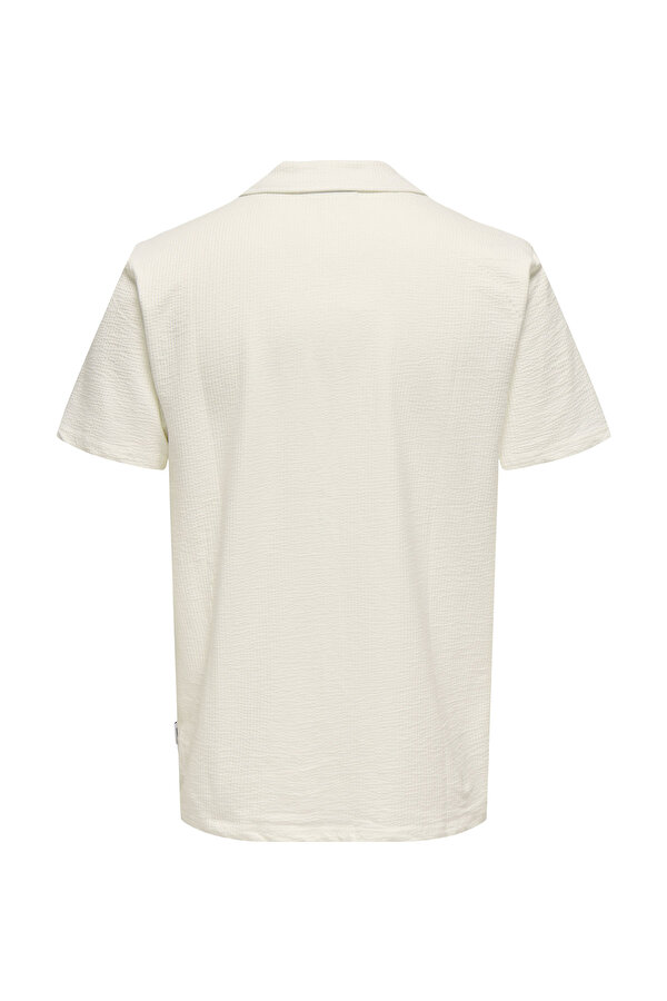 Only&Sons ONSKIAN REG SEERSUCKER RE Gri Erkek Kısa Kol T-Shirt