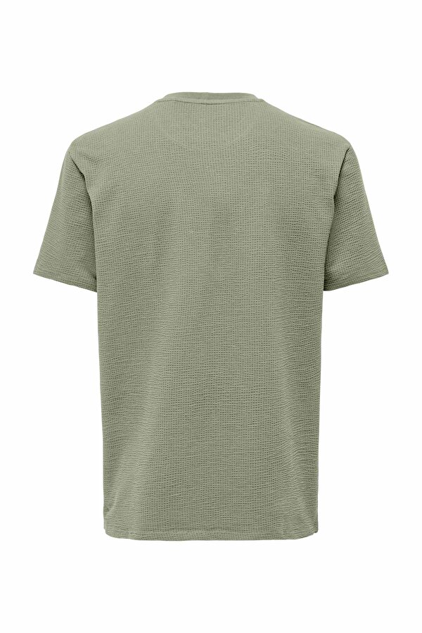 Only&Sons ONSKIAN LIFE REG SEERSUCK Yeşil Erkek Kısa Kol T-Shirt