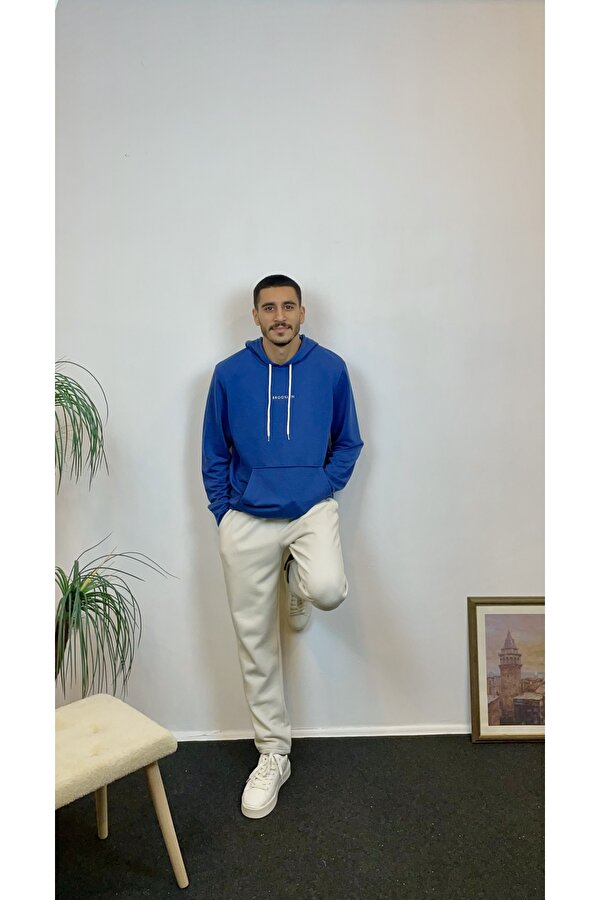 Süperlife Erkek Kapşonlu Regular Fit Brooklyn Baskılı İnce Sweatshirt SPR22SW161