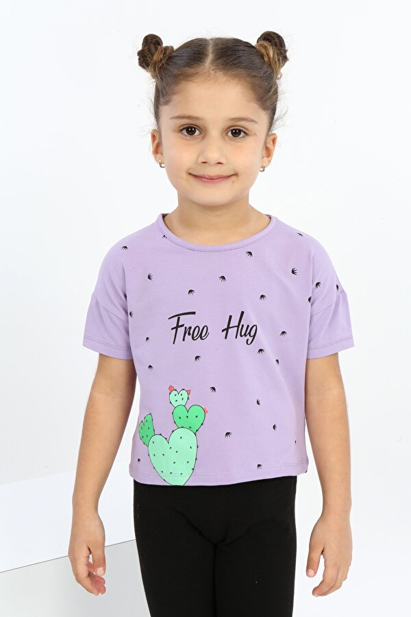 Toontoy Kids Toontoy Kız Çocuk Free Hug Kalpli Baskılı Tişört