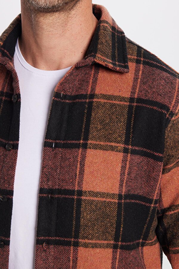 Tudors Erkek Slim Fit Dar Kesim Oduncu Kareli Kışlık Gömlek