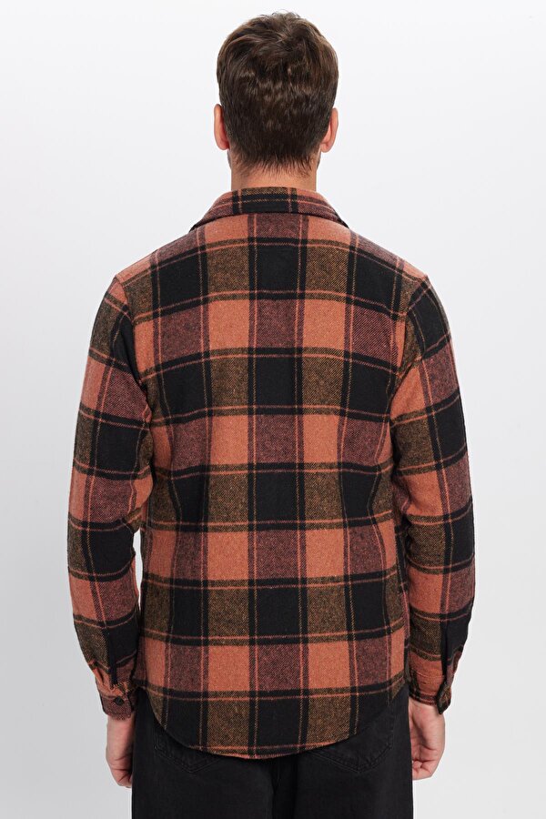 Tudors Erkek Slim Fit Dar Kesim Oduncu Kareli Kışlık Gömlek