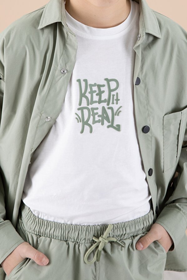 Cansın Mini Haki Erkek Çocuk 3'lü Takım Tişört Gömlek Pantolon 20231