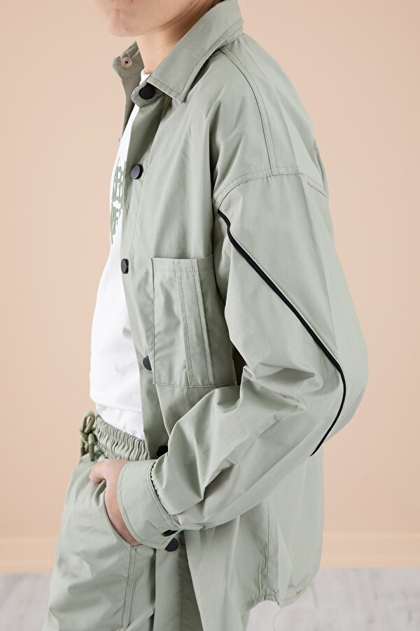 Cansın Mini Haki Erkek Çocuk 3'lü Takım Tişört Gömlek Pantolon 20231