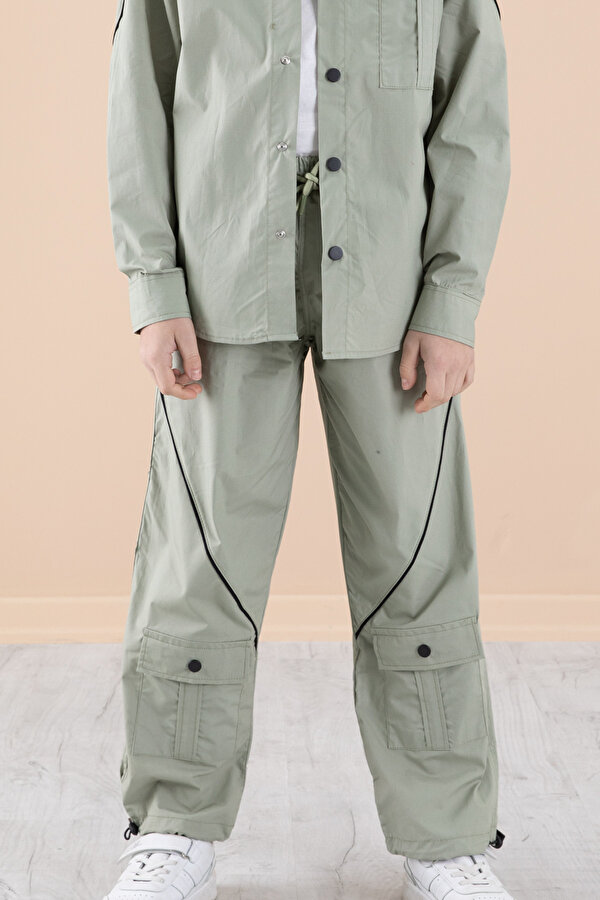 Cansın Mini Haki Erkek Çocuk 3'lü Takım Tişört Gömlek Pantolon 20231