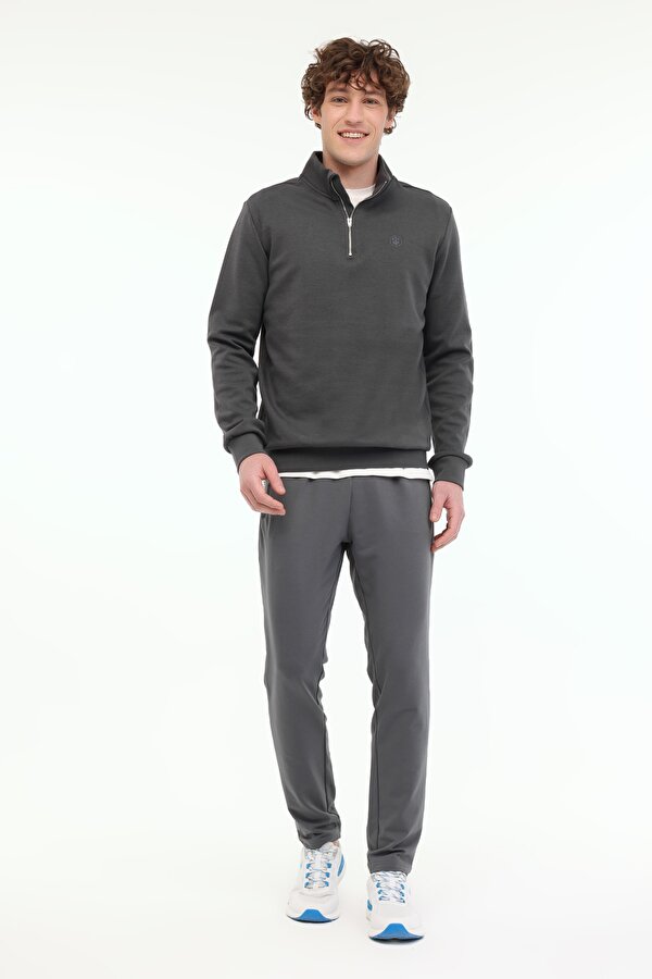 Lumberjack MB BS47 HZIP SW 5FX Gri Erkek Sweatshirt