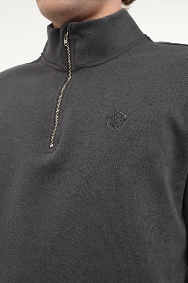 Lumberjack MB BS47 HZIP SW 5FX Gri Erkek Sweatshirt
