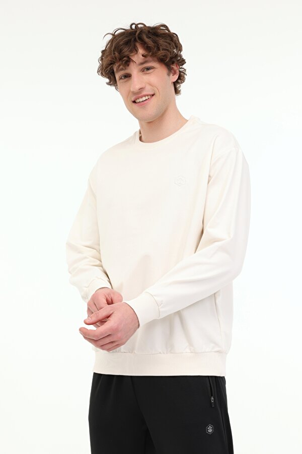 Lumberjack MB SN75 C NECK SW 5FX Ekru Erkek Sweatshirt