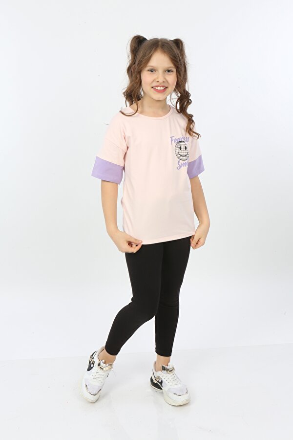Toontoy Kids Toontoy Kız Çocuk Fearless Smile Baskılı Tişört