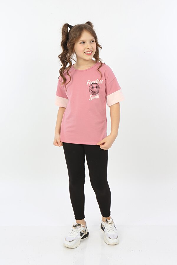 Toontoy Kids Toontoy Kız Çocuk Fearless Smile Baskılı Tişört