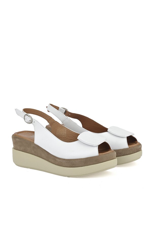 Ziya Kadın Hakiki Deri Topuklu Sandalet 151992Z21010S Beyaz