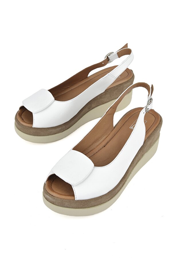 Ziya Kadın Hakiki Deri Topuklu Sandalet 151992Z21010S Beyaz