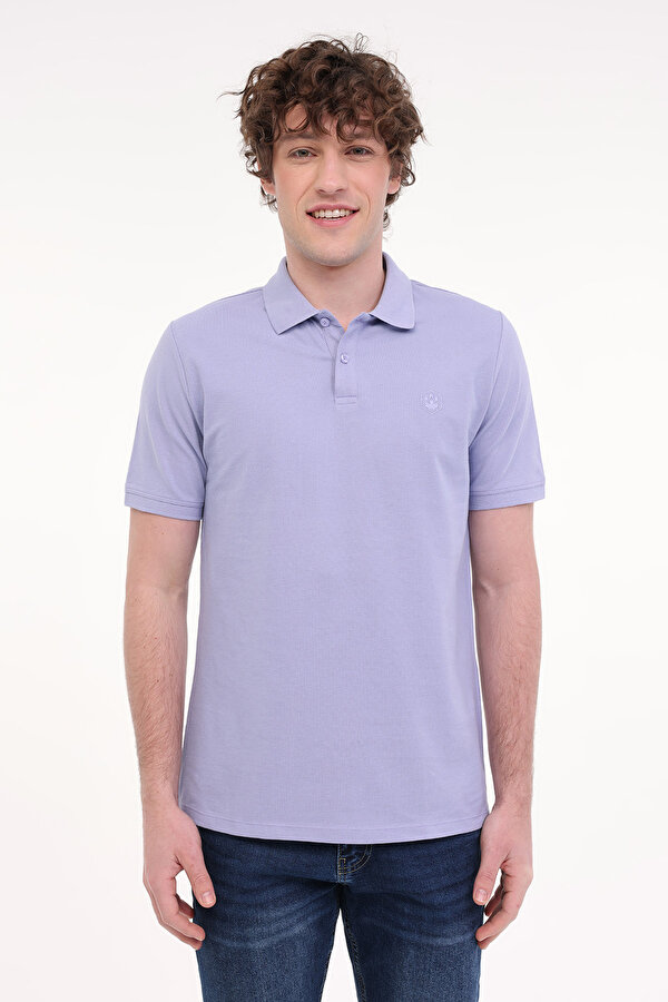 Lumberjack MB CT953 POLO T-SH 5FX Lila Erkek Kısa Kol T-Shirt