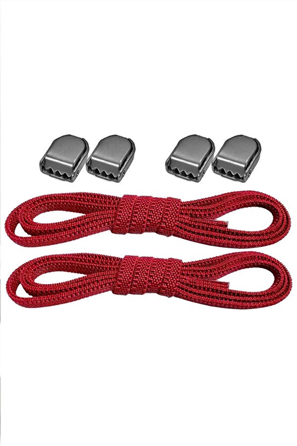 Hapshoe Akıllı Kilitli Ayarlanabilir 1 Çift Kırmızı 6 MM Lastik Pratik Bağcık