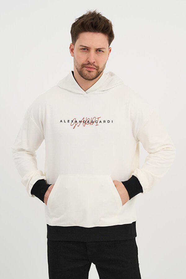 Alexander Gardi ALEXANDERGARDI Özel Unisex Baskılı Kapüşonlu Kanguru Cepli Sweatshirt (UNX-0017602)