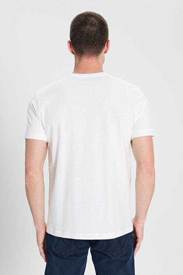 Wrangler Lightweight SS 3Color Log Beyaz Erkek Kısa Kol T-Shirt