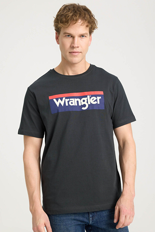 WRANGLER Lightweight SS 3Color Log Siyah Erkek Kısa Kol T-Shirt