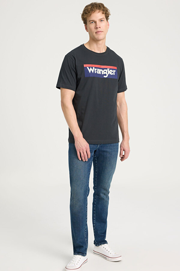 WRANGLER Lightweight SS 3Color Log Siyah Erkek Kısa Kol T-Shirt