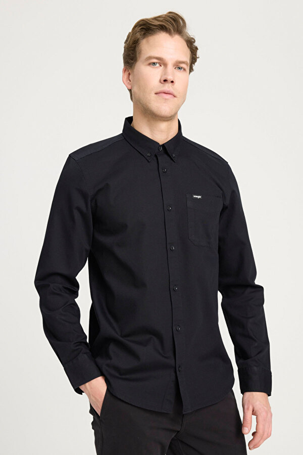 Wrangler Regular Fit Normal Kesim Siyah Erkek Gömlek
