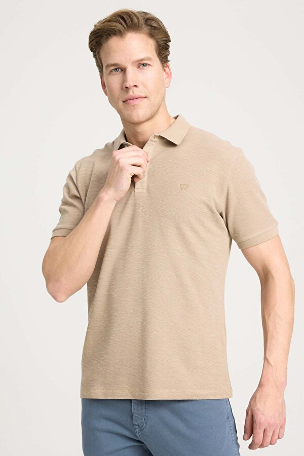 WRANGLER Polo Yaka T-shirt Bej Erkek Kısa Kol T-Shirt