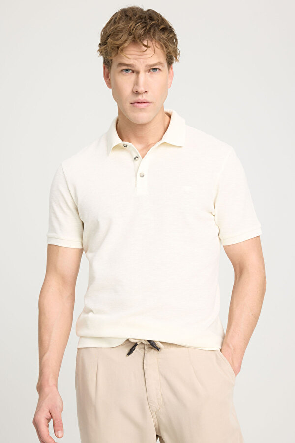 Wrangler Polo Yaka T-shirt Ekru Erkek Kısa Kol T-Shirt