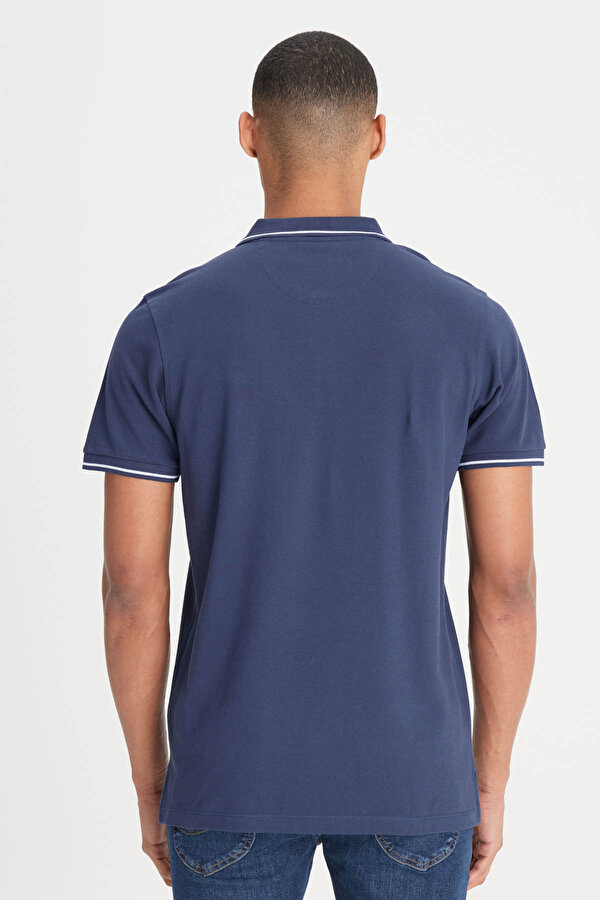 Lee SS Kısa Kollu Pique Po Lacivert Erkek Kısa Kol T-Shirt