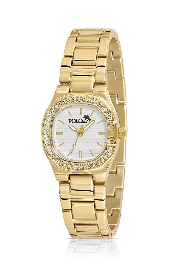 Polo Air Tek Sıra Lüx Taşlı Kadın Kol Saati Gold Renk PL-1513B1x