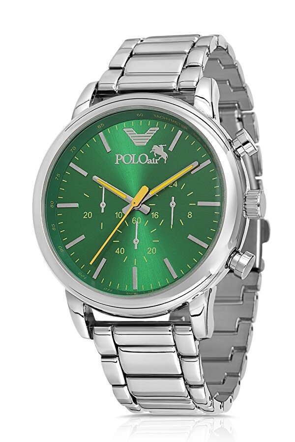Polo Air Metal Erkek Kol Saati Gümüş Yeşil Renk PL-0930E4x