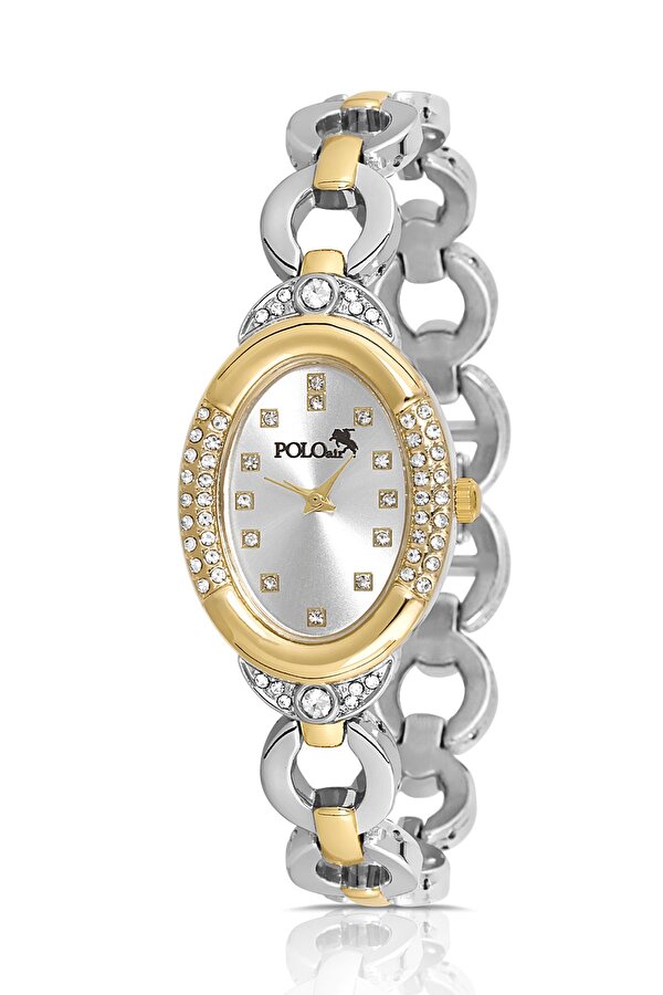 Polo Air Zincir Kordon Lüx Taşlı Kadın Kol Saati Gold Gümüş Renk PL-1516B3x
