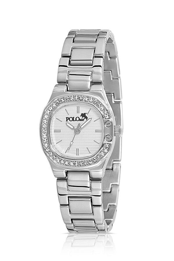 Polo Air Tek Sıra Lüx Taşlı Kadın Kol Saati Gümüş Renk PL-1513B2x