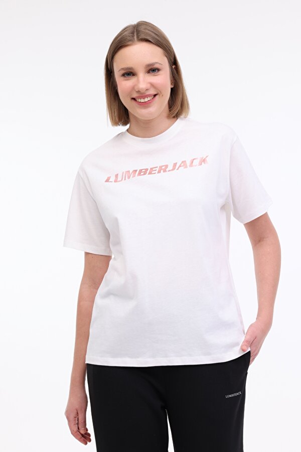 Lumberjack WL DINA 11GF221 2PR Ekru Kadın Kısa Kol T-Shirt